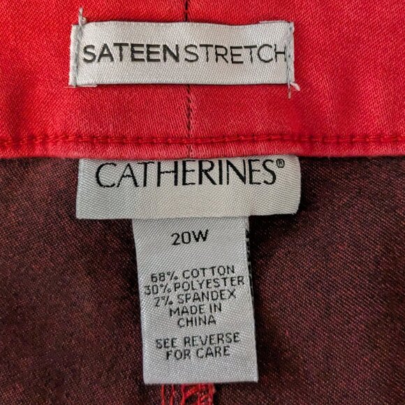 CATHERINES Sateen Stretch, Red Denim High Rise Capris, Crop Pants; Size 20W - Picture 3 of 3
